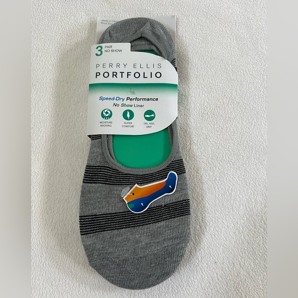 PERRY ELLIS PORTFOLIO NO SHOW LINERS MEN'S 3 PACK SOCKS STYLE 439533-902 NWT $20